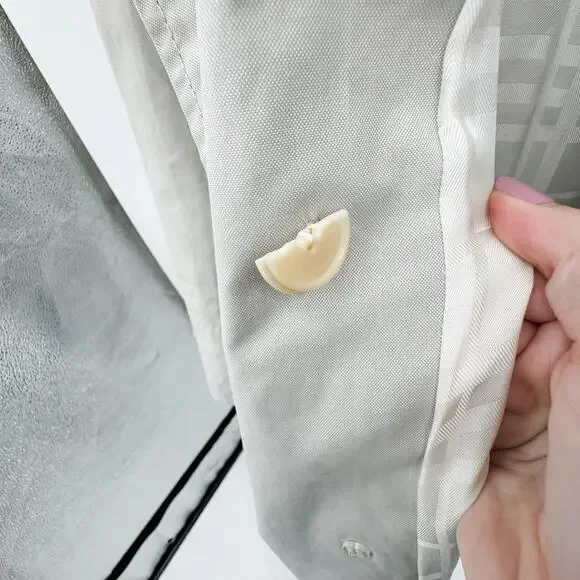 Burberry Trench Chelsea Kensington Short Belt Jacket Coat Grey Rain White 14R LW - Picture 11 of 16